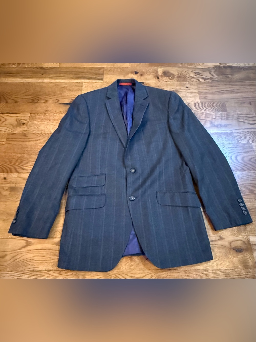 Ted Baker. Single Breasted Double Button Notch Blazer. Gray Tonal Plaid. 38R.